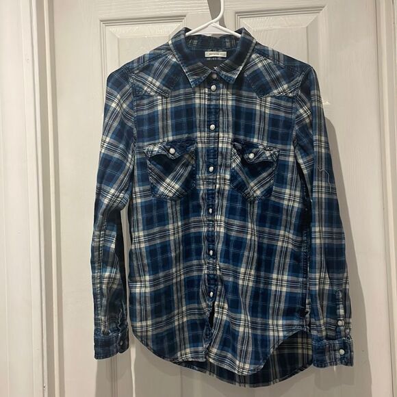 AEO pearl snap button down top boyfriend fit SZ small - Picture 1 of 7